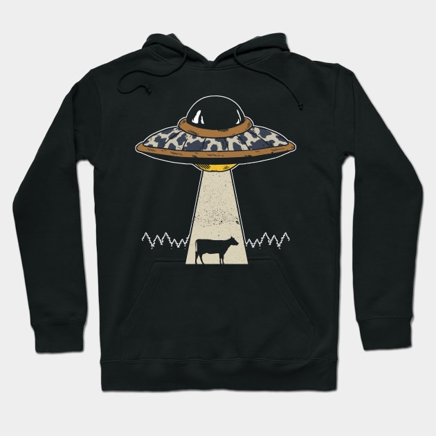 Ufo Cow Conspiracy Abduction Flying Saucer Hoodie by Anassein.os